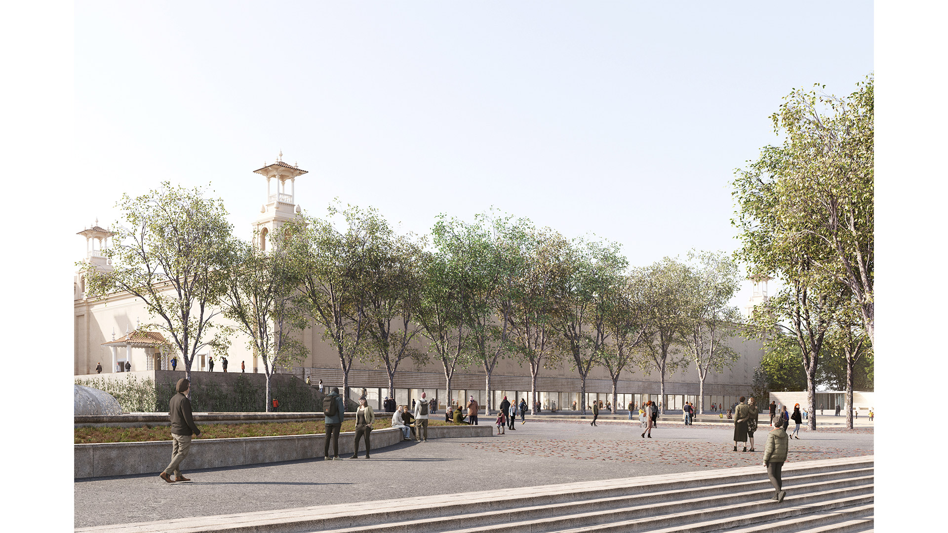 Palau Victòria Eugènia, vista exterior de l'accés al Nou MNAC